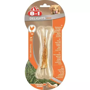 8 в 1 Делайт M 1 шт. косточка с курицей сверхпрочная для средних и крупных собак Китай 1 уп. х 1 шт. х 0.152 кг
