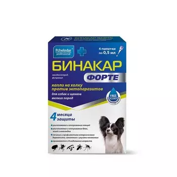 Agrobioprom Бинакар Форте капли на холку для собак и щенков мелких пород, 0,5 мл для щенков Россия 1 уп. х 1 шт. х 0.002 кг