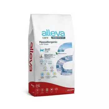 Alleva Care Hypoallergenic Low Grain сухой корм для кошек, низкозерновой, для снижения пищевой непереносимости - 5 кг ветеринарный супер премиум для всех возрастов для всех пород мешок Италия 1 уп. х 1 шт. х 5 кг