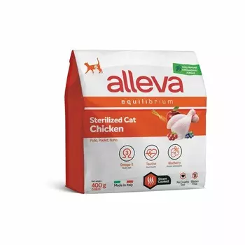 Alleva Equilibrium Adult Cat Sterilized Chicken сухой корм для взрослых стерилизованных кошек и кастрированных котов, с КУРИЦЕЙ - 400 г повседневный супер премиум низкозерновые для взрослых с курицей мешок Импортный корм 1 уп. х 1 шт. х 0.4 кг