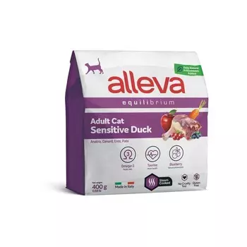Alleva Equilibrium Sensitive Duck Adult Cat сухой корм для взрослых кошек при чувствительном пищеварении с УТКОЙ - 400 г повседневный супер премиум низкозерновые для взрослых с уткой мешок Импортный корм 1 уп. х 1 шт. х 0.4 кг