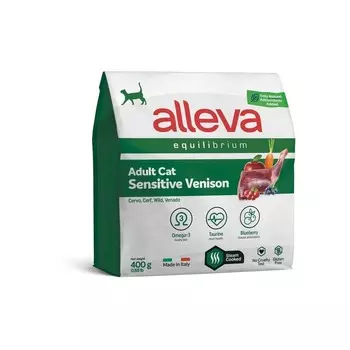 Alleva Equilibrium Sensitive Venison Adult Cat сухой корм для взрослых кошек при чувствительном пищеварении с ОЛЕНИНОЙ - 400 кг повседневный супер премиум низкозерновые для взрослых с олениной мешок Импортный корм 1 уп. х 1 шт. х 0.4 кг