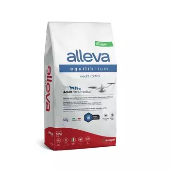 Alleva Equilibrium Weight Control Adult Mini Medium сухой корм для взрослых собак мелких и средних пород, сухой корм для контроля веса - 5 кг повседневный супер премиум зерновые породы мелкого размера мешок Италия 1 уп. х 1 шт. х 5 кг
