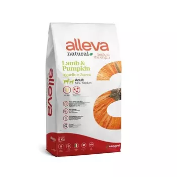 Alleva Natural Adult Mini Medium сухой корм для взрослых собак, с ягненком и тыквой - 5 кг повседневный супер премиум зерновые для взрослых с ягненком для всех пород мешок Италия 1 уп. х 1 шт. х 5 кг