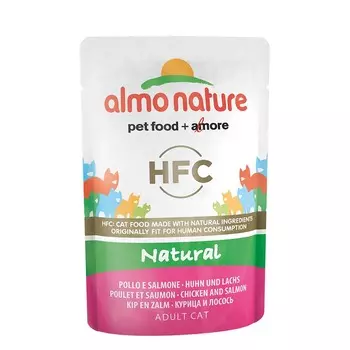 Almo Nature Classic Nature Adult Cat Chicken & Salmon влажный корм для кошек, с курицей и лососем, кусочки в бульоне, в паучах - 55 г повседневный супер премиум для взрослых с курицей паучи Импортный корм 1 уп. х 24 шт. х 1.32 кг