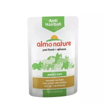 Almo Nature Functional Adult Cat Anti-Hairball with Chicken влажный корм для кошек для вывода шерсти, с курицей, кусочки в бульоне, в паучах - 70 г повседневный супер премиум для взрослых с курицей паучи Италия 1 уп. х 1 шт. х 0.07 кг