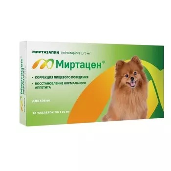 Apicenna Миртацен для собак, таблетки 3,75 мг №10 ветеринарный 1 уп. х 1 шт. х 0.02 кг