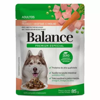 Balance Dog влажный корм для собак, полнорационный, с курицей, морковью и горошком, в соусе, в паучах - 85 г для кормления премиум холистики для взрослых с курицей для всех пород паучи Бразилия 1 уп. х 18 шт. х 1.53 кг