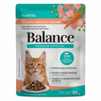 Balance Kitten влажный корм для котят, полнорационный, с курицей, морковью и горошком, в соусе, в паучах - 85 г для кормления премиум холистики для котят с курицей для всех пород паучи Бразилия 1 уп. х 18 шт. х 1.53 кг