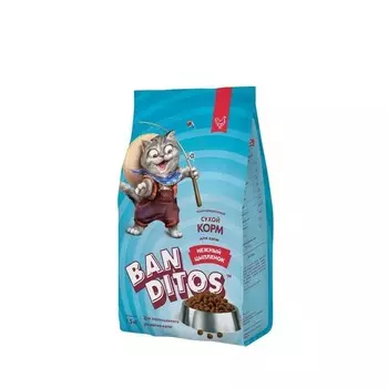 Banditos Нежный Цыпленок полнорационный сухой корм для котят до 12 месяцев, беременных и кормящих кошек, с КУРИЦЕЙ - 1,5 кг повседневный премиум для котят с курицей для всех пород мешок Российский корм 1 уп. х 1 шт. х 1.5 кг