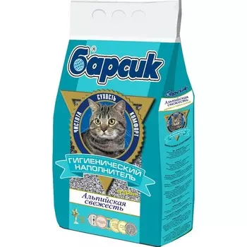 Барсик Альпийская Свежесть глиняный впитывающий наполнитель для кошек - 4,54 л Россия 1 уп. х 1 шт. х 2.6 кг