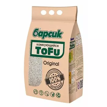 Барсик наполнитель ToFu Original комкующийся для взрослых кошек - 4,54 л для всех возрастов мешок Россия 1 уп. х 1 шт. х 2.3 кг