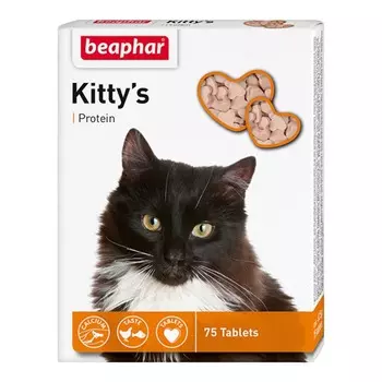 Beaphar Kitty's витаминизированное лакомство-сердечки для кошек с протеином - 75 таблеток Нидерланды 1 уп. х 1 шт. х 0.07 кг