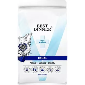 Best Dinner Vet Profi Renal сухой корм для кошек - 400 г ветеринарный супер премиум для взрослых для всех пород мешок Российский корм 1 уп. х 1 шт. х 0.4 кг
