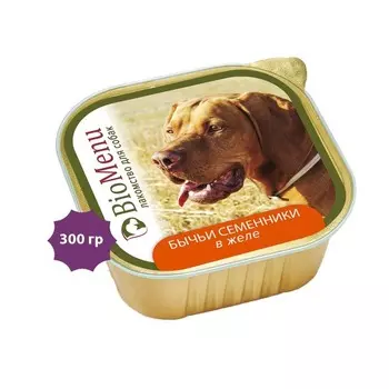 BioMenu лакомство для собак, бычьи семенники в желе, в ламистерах - 300 г повседневный супер премиум монобелковый с бычьими семенниками паштет и ламистеры Российский корм 1 уп. х 10 шт. х 3 кг