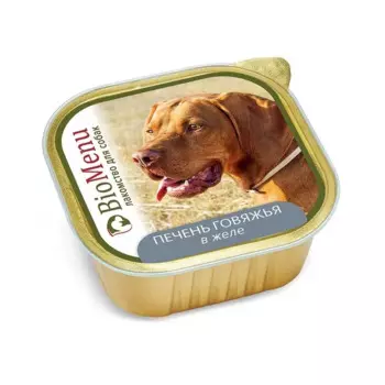 BioMenu лакомство для собак, ПЕЧЕНЬ ГОВЯЖЬЯ в желе, в ламистерах - 150 г повседневный супер премиум монобелковый с печенью паштет и ламистеры Российский корм 1 уп. х 10 шт. х 1.5 кг