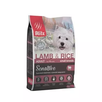 Blitz Adult Small сухой корм для собак мелких пород, с ягненком и рисом - 7 кг супер премиум без курицы для взрослых с ягненком для всех пород мешок Российский корм 1 уп. х 1 шт. х 7 кг
