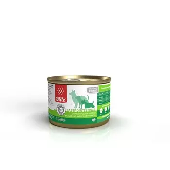 Blitz Dog Vetline Gastrointestinal влажный корм для собак, в консервах - 200 г ветеринарный супер премиум для взрослых с индейкой для всех пород консервы (в железной банке) Российский корм 1 уп. х 12 шт. х 2.4 кг