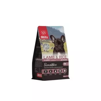 Blitz Puppy Sensetive сухой корм для щенков, с ягненком и рисом - 1,8 кг супер премиум без курицы для щенков с ягненком для всех пород мешок Российский корм 1 уп. х 1 шт. х 1.8 кг