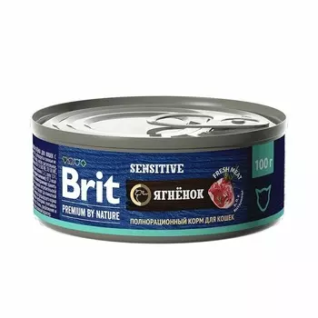 Brit Premium by Nature Sterilised полнорационный влажный корм для стерилизованных кошек, фарш из ягненка, в консервах - 100 г повседневный премиум для взрослых с ягненком консервы (в железной банке) Российский корм 1 уп. х 12 шт. х 1.2 кг