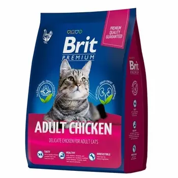 Brit Premium Cat Adult Chicken полнорационный сухой корм для кошек, с курицей повседневный премиум для взрослых с курицей мешок Российский корм 1 уп. х 1 шт. х 8 кг