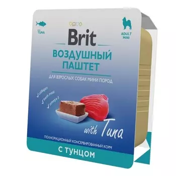 Brit Premium полнорационный влажный корм для собак мелких пород, воздушный паштет с тунцом, ламистерах - 100 г повседневный премиум для взрослых с тунцом породы мелкого размера паштет и ламистеры Российский корм 1 уп. х 14 шт. х 1.4 кг