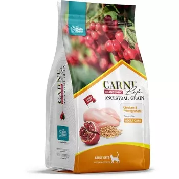 Carni Life Adult сухой корм для кошек, с курицей, с гранатом и клюквой - 1,5 кг премиум для взрослых с курицей мешок 1 уп. х 1 шт. х 1.5 кг