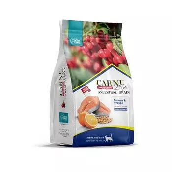 Carni Life Sterilised сухой корм для стерилизованных кошек, с лососем, с апельсином и клюквой - 5 кг премиум для взрослых с лососем мешок 1 уп. х 1 шт. х 5 кг