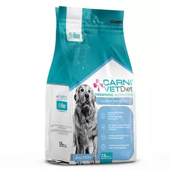 Carni Vet Diet Dog Allergy Defense сухой корм для собак при аллергии, здоровая кожа и шерсть, диетический, с лососем - 2,5 кг ветеринарный супер премиум для взрослых с лососем для всех пород мешок Импортный корм 1 уп. х 1 шт. х 2.5 кг