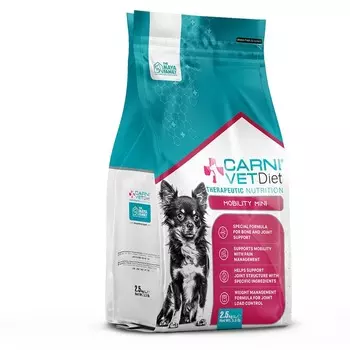 Carni Vet Diet Dog Mobility Mini сухой корм для собак мелких пород для поддержания здоровья суставов, диетический, с курицей - 2,5 кг ветеринарный супер премиум для взрослых с курицей породы мелкого размера мешок Турция 1 уп. х 1 шт. х 2.5 кг