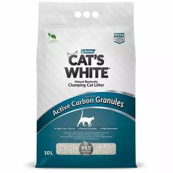 Cat's White Active Carbon Granules наполнитель для кошачьего туалета комкующийся с гранулами активированного угля - 10 л повседневный премиум для всех возрастов для всех пород мешок Турция 1 уп. х 1 шт. х 10 кг