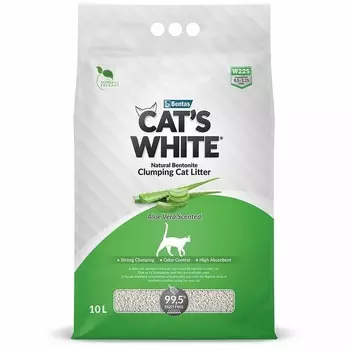 Cat's White Aloe Vera наполнитель комкующийся для кошачьего туалета с ароматом алоэ вера - 10 л повседневный премиум для всех возрастов для всех пород мешок Турция 1 уп. х 1 шт. х 8.5 кг