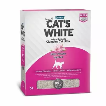 Cat's White Box Premium Baby Powder наполнитель комкующийся для кошачьего туалета с ароматом детской присыпки - 6 л повседневный премиум Турция 1 уп. х 1 шт. х 5.1 кг
