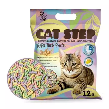 Cat Step Tofu Tutti Frutti наполнитель комкующийся растительный с ароматом лимонной карамели - 12 л (5,5 кг) премиум мешок Китай 1 уп. х 1 шт. х 5.4 кг