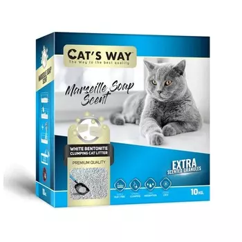 Cats way Box White Cat Litter With Marseille Soap наполнитель комкующийся для кошачьего туалета с ароматом марсельского мыла - 6 л (коробка) повседневный супер премиум для всех возрастов Турция 1 уп. х 1 шт. х 5.1 кг