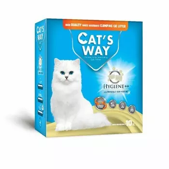 Cats way Box White Cat Litter With Marseille Soap наполнитель комкующийся для кошачьего туалета с ароматом марсельского мыла (коробка) - 10 л повседневный супер премиум для всех возрастов Турция 1 уп. х 1 шт. х 8.5 кг