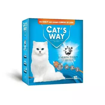 Cats way Box White Cat Litter With Active Carbon наполнитель комкующийся для кошачьего туалета без запаха с углем (коробка) 10 л повседневный супер премиум для всех возрастов Турция 1 уп. х 1 шт. х 8.5 кг