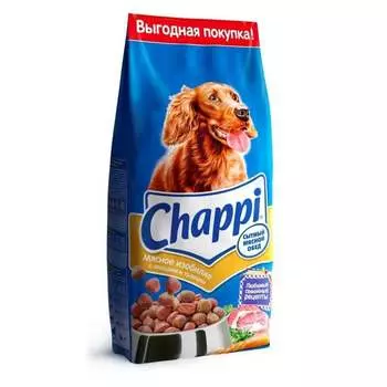 Chappi полнорационный сухой корм для собак, с мясом, овощами и травами - 15 кг повседневный эконом для взрослых с мясом для всех пород мешок Российский корм 1 уп. х 1 шт. х 15 кг