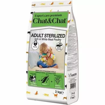 Chat&Chat Expert Premium Sterilised сухой корм для стерилизованных кошек, с белым мясом птицы - 2 кг повседневный премиум для взрослых с птицей для всех пород мешок Импортный корм 1 уп. х 1 шт. х 2 кг