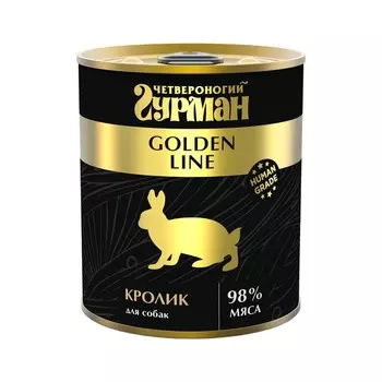 Четвероногий Гурман Golden line влажный корм для собак, с кроликом, кусочки в желе, в консервах - 340 г повседневный супер премиум для взрослых с кроликом для всех пород консервы (в железной банке) Российский корм 1 уп. х 1 шт. х 0.34 кг