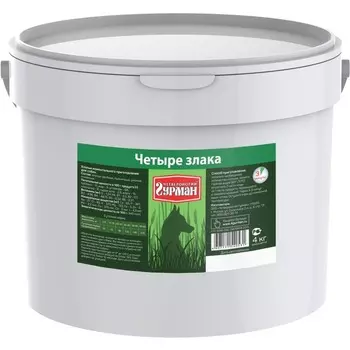 Четвероногий Гурман каша моментальная для собак, хлопья 4 злака - 4 кг повседневный премиум для взрослых с рожью для всех пород ведро Российский корм 1 уп. х 1 шт. х 4 кг