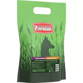 Четвероногий Гурман каша моментальная для собак, хлопья гречневые с морковью - 1 кг повседневный премиум для взрослых с гречкой для всех пород мешок Россия 1 уп. х 1 шт. х 1 кг