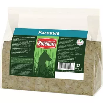 Четвероногий Гурман каша моментальная для собак, хлопья рисовые - 400 г повседневный премиум для взрослых с рисом для всех пород мешок Российский корм 1 уп. х 1 шт. х 0.4 кг