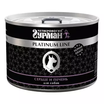 Четвероногий Гурман Platinum line влажный корм для собак, сердце и печень, кусочки в желе, в консервах - 525 г повседневный супер премиум для взрослых с печенью для всех пород консервы (в железной банке) Россия 1 уп. х 6 шт. х 3.15 кг