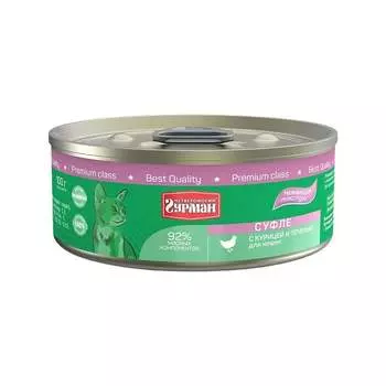 Четвероногий Гурман влажный корм для кошек, суфле с курицей и печенью, в консервах - 100 г повседневный премиум для взрослых с печенью консервы (в железной банке) Россия 1 уп. х 24 шт. х 2.4 кг