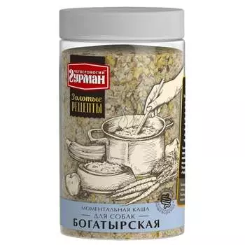 Четвероногий Гурман Золотые рецепты каша моментальная для собак, богатырская - 300 г повседневный супер премиум для взрослых с рожью для всех пород мешок Российский корм 1 уп. х 1 шт. х 0.3 кг