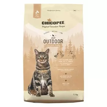 Chicopee CNL Cat Adult Outdoor сухой корм для кошек, бывающих на улице, с птицей - 1,5 кг повседневный супер премиум зерновые для взрослых с птицей для всех пород мешок Импортный корм 1 уп. х 1 шт. х 1.5 кг