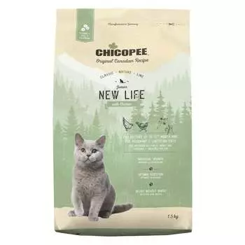 Chicopee CNL Cat Junior New Life сухой корм для котят с КУРИЦЕЙ - 1,5 кг повседневный супер премиум зерновые для котят с курицей мешок Импортный корм 1 уп. х 1 шт. х 1.5 кг