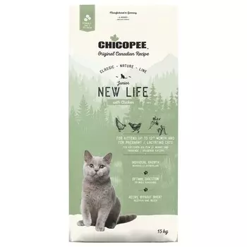 Chicopee CNL Cat Junior New Life сухой корм для котят с курицей повседневный супер премиум для котят мешок Германия 1 уп. х 1 шт. х 15 кг