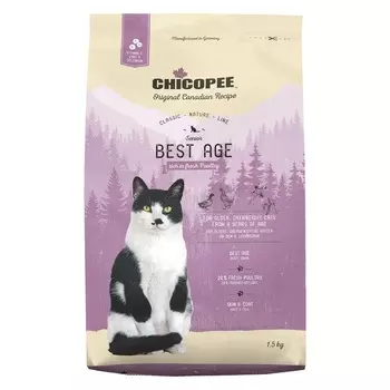 Chicopee CNL Cat Senior Best Age сухой корм для пожилых кошек с птицей - 1,5 кг повседневный супер премиум для пожилых мешок Германия 1 уп. х 1 шт. х 1.5 кг